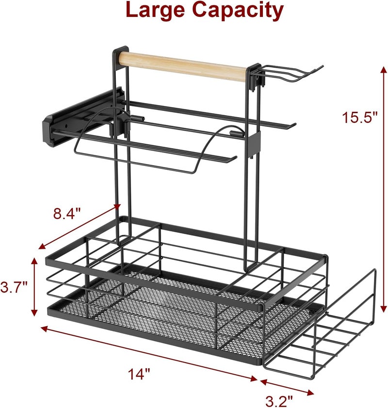 NEYCIL Grill Caddy with Magnetic Tool & Paper Towel Holders, Picnic Utensil Condiment Caddy, Barbecue Grill Tool Organizer for Outdoor Camping, Cooking, Camper - Image 4